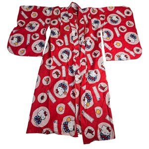 Vintage Hello Kitty Japanese Kids Kimono Robe Red Kawaii Festival Wear Kawaii